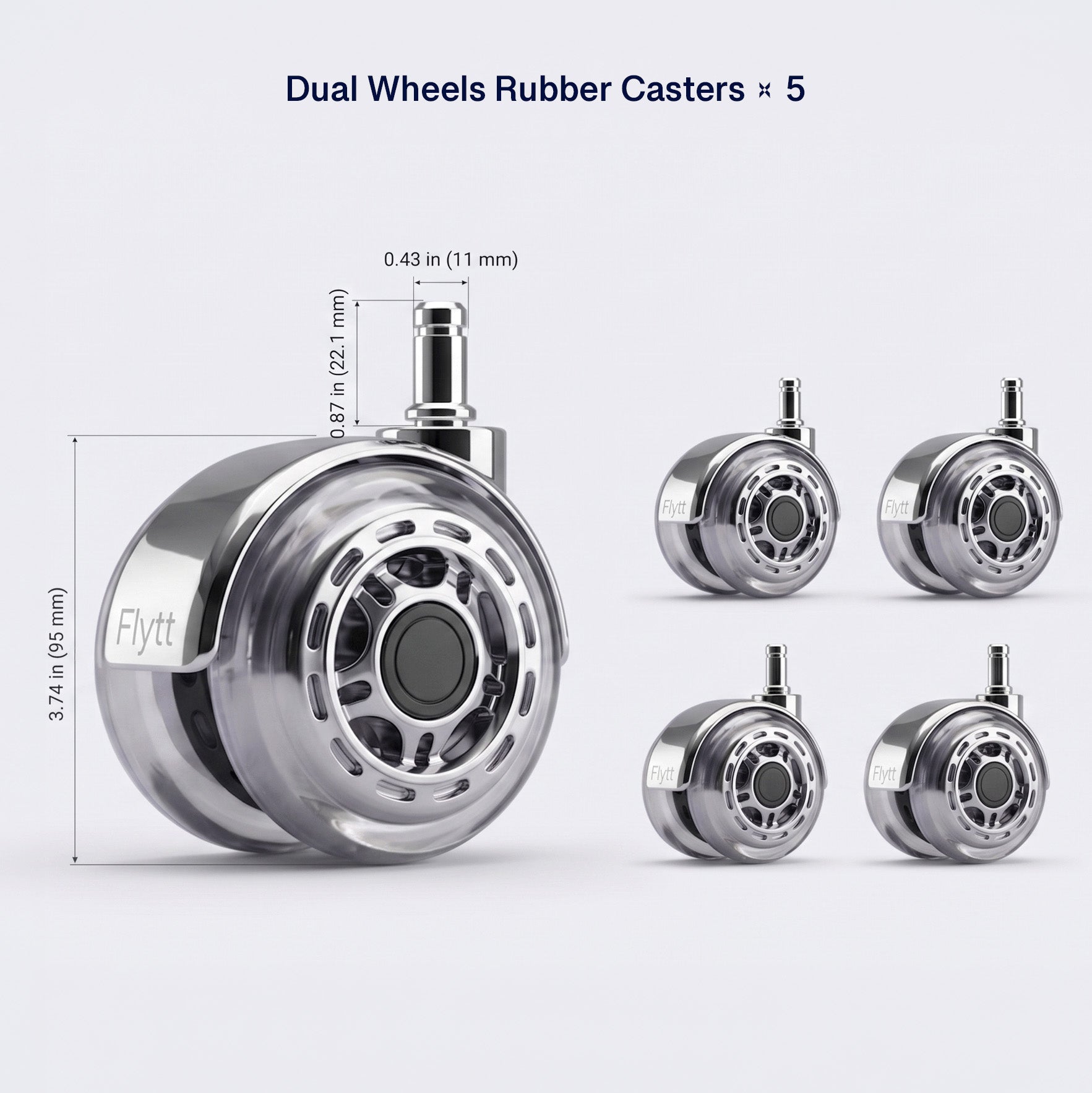Flytt Glide Casters - 3.75" Soft Rollerblade Wheels